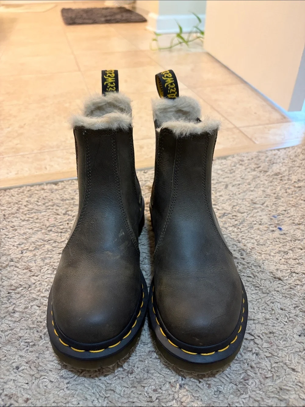 Dr. Martens Black Chelsea Boots with Faux Fur